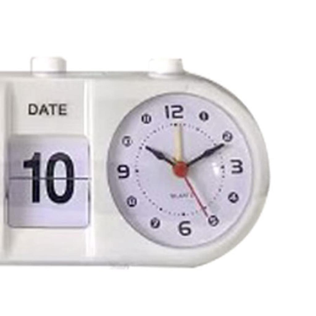GOWENIC Calendar Alarm Clock, Jump Shape Decorative Desktop Clock, Alarm Clock with Calendar, for Home, Living Room, Bedroom, Office (White)
