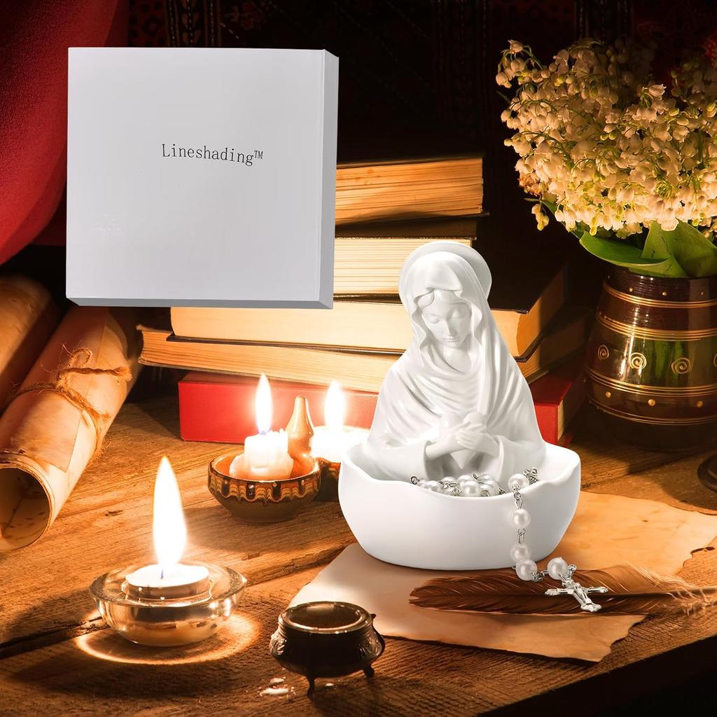 Virgin Mary Resin/Plastic Sculpture - Exquisite Catholic Statue Handmade Religious Figure Ornament for Room Decoration