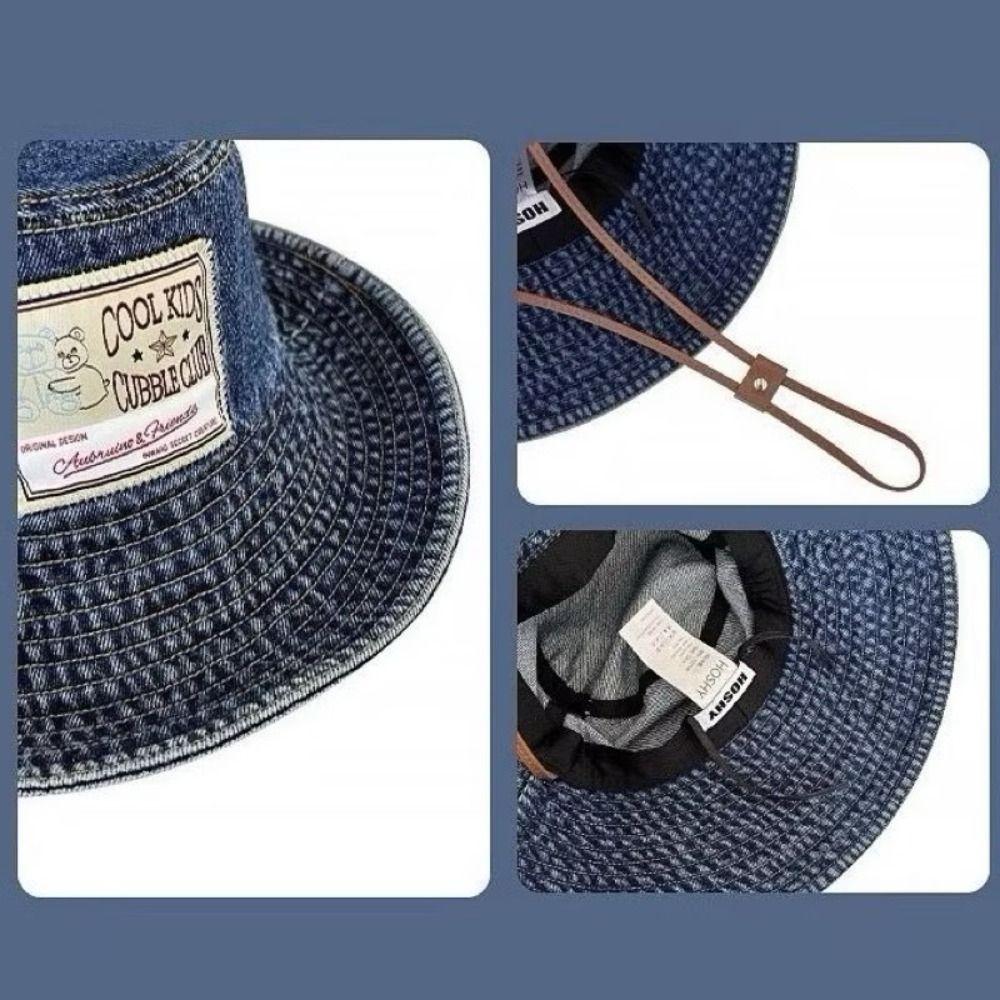 Wide Wings Denim Bucket Hat Big Brimmed Sunscreen Hat Sweet Jeans Fisherman Hat  Climbing