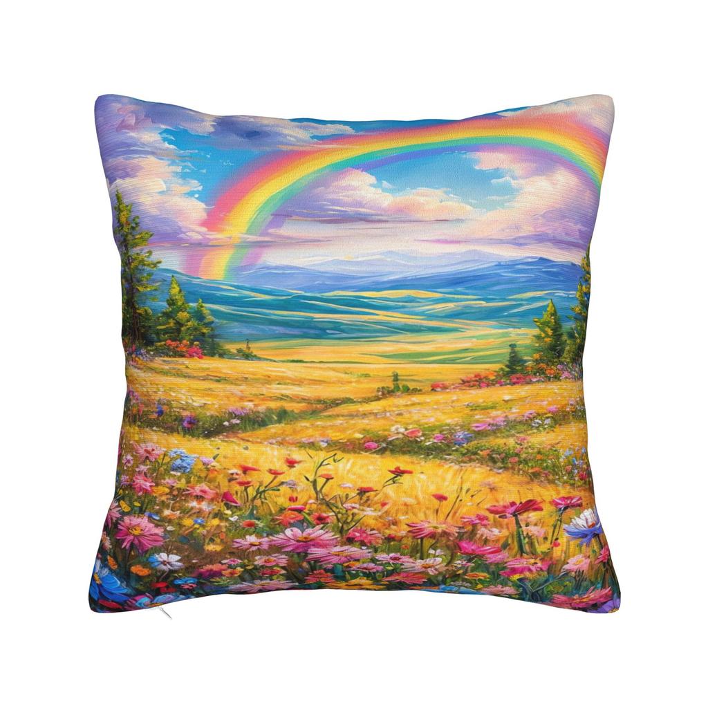 Rainbow Waterfall Art Pillow Cover  Square Cushion Cover Cute Funny Pillow Case For Living Room Chair