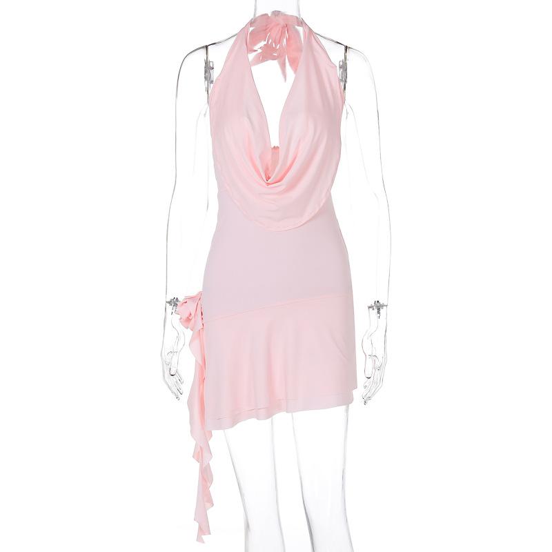 Women's Summer New Personalized Swinging Collar Lace Flower Decorative Dress for Women