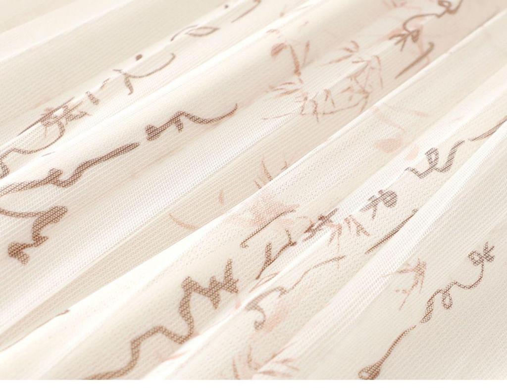 Elegant High-Waist Calligraphy Print Mid-Length Skirt