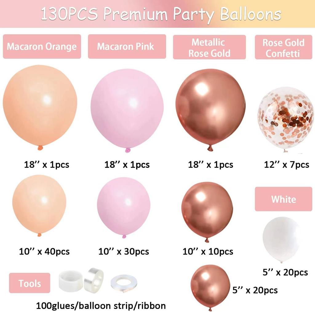 Bohemian Daisy Wreath Balloon Chain Pink Blush Naked Rose Gold Confetti Balloon Arch Kit