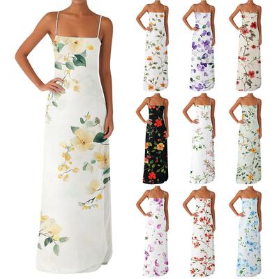 Women's Off-the-shoulder Sexy Silky Floral Print Long Dress Dress