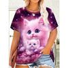 Colorful Animal Pattern 3D Printed Short Sleeved T-shirt Comfortable Fashionable Soft Breathable Loose Womens T-shirt