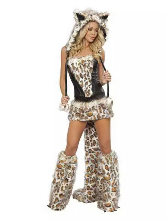 

Halloween Animal Costume: Tiger, Fox, Big Bad Wolf, Polar Bear, Leopard, Catwoman Fur Prints for Stage & Photography One Size M