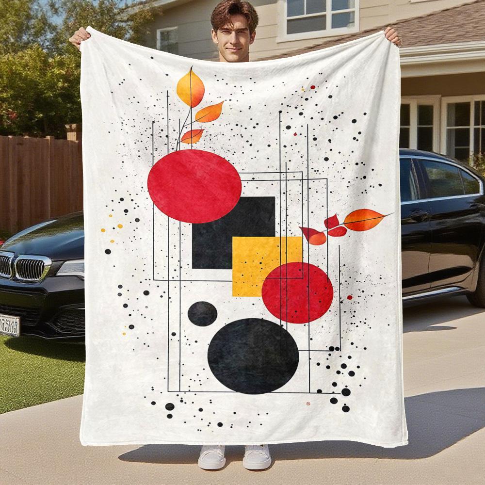 1PC Abstract ArtOutdoor Flannel Blanket - Soft Plush Decor for Picnics, Camping, Bedroom, Playroom, Office, or Lunch Break 1270A