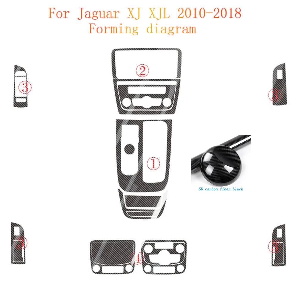 BBV1 For Jaguar XJ XJL 2010-2018 Interior Central Control Panel Door Handle Carbon Fiber Stickers Decals Car styling Accessorie Left Hand Drive