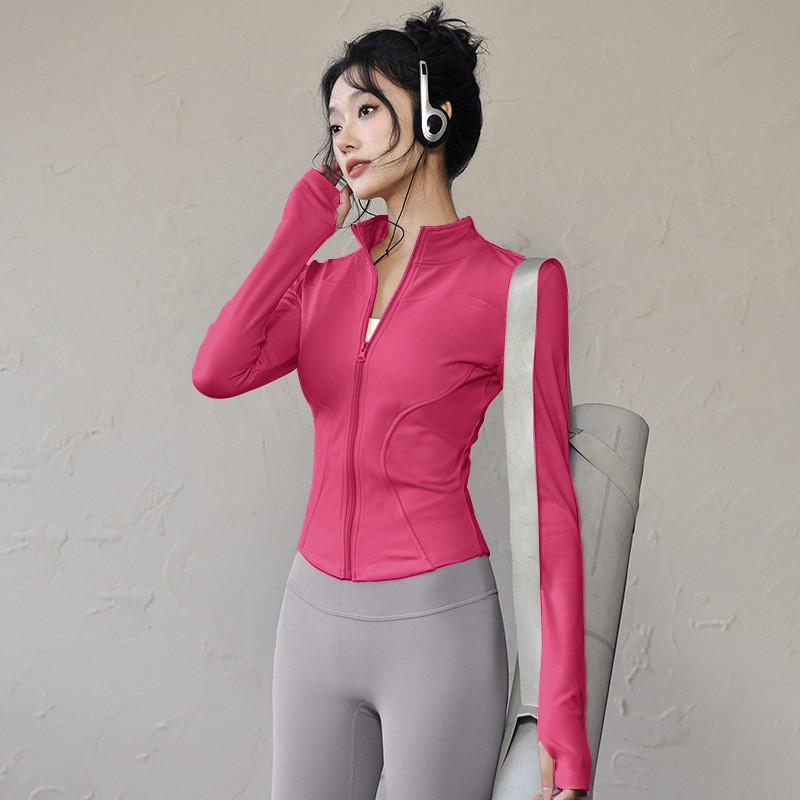 Women's Slim Fit Zipper Yoga Jacket with Sun Protection - Long Sleeve, Quick Dry Sportswear for Running & Fitness