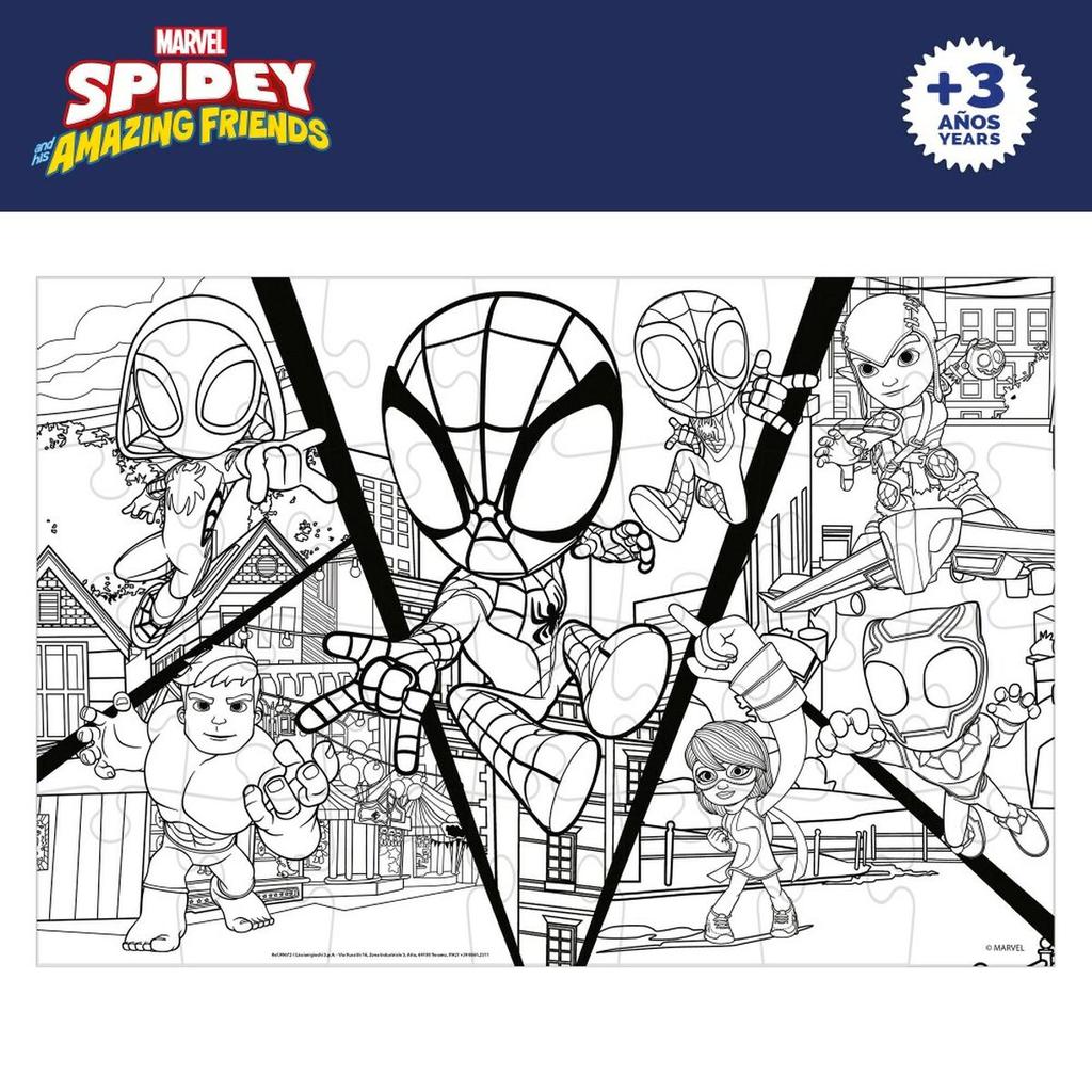 Child's Puzzle Spidey Double-sided 50 X 35 Cm 24 Pieces (12 Units)