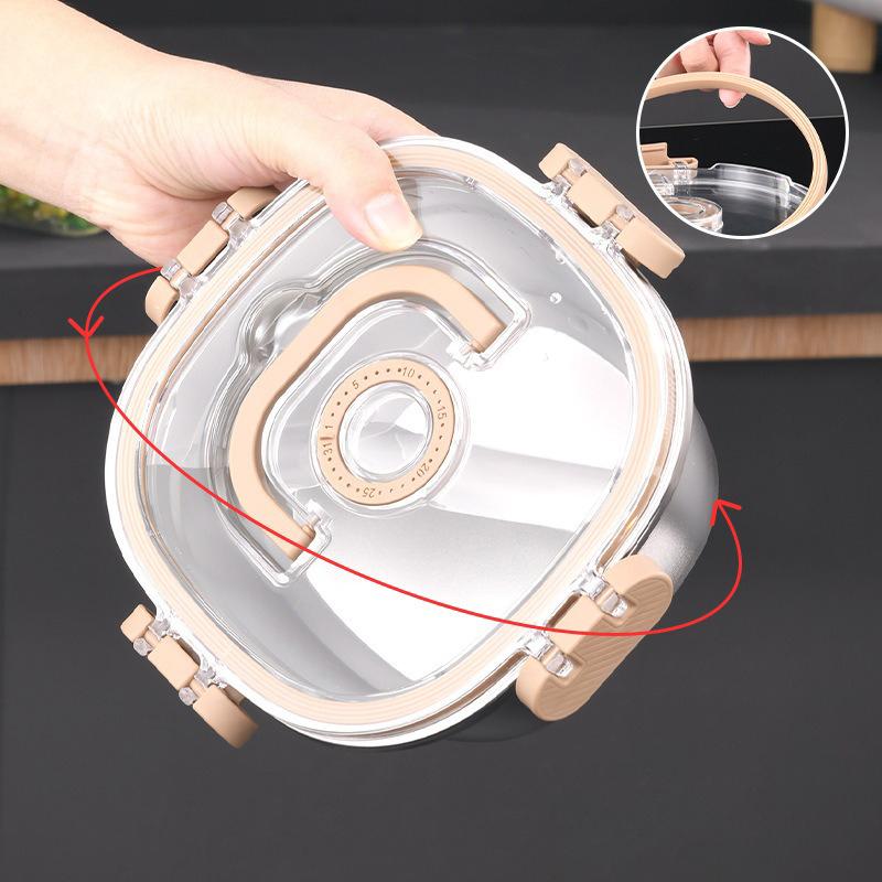 304 Stainless Steel Lunch Box Leakproof Lid Food Preservation Box Portable Storage Containers Airtight Containers Kitchen Tools