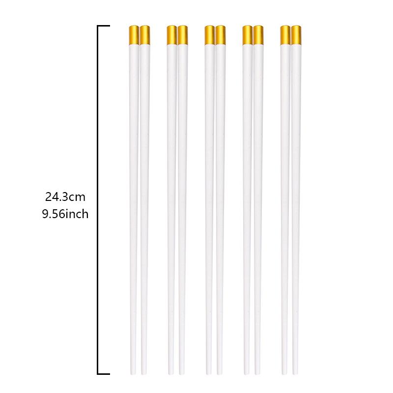 2/5 Pairs Reusable Chopsticks Japanese Chinese Style Healthy Alloy Chopsticks White Gold Food Chop Sticks Tableware