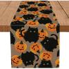 Halloween Table Runner Black Cat Pumpk Seasonal Kitchen Dining Table Home Outdoor Party Decorations 13x72 Inch