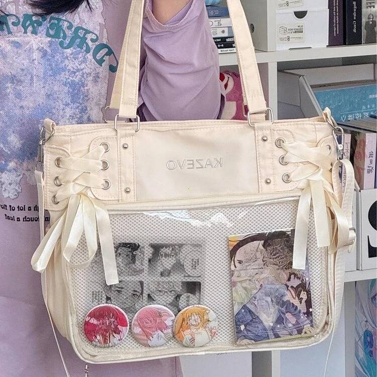 New Y2k Sweet Anime Ita Tote JK Two-dimensional Sling Carry Bag Lolita Female Transparent Shoulder Bag Otaku DIY Comic Display Handbag