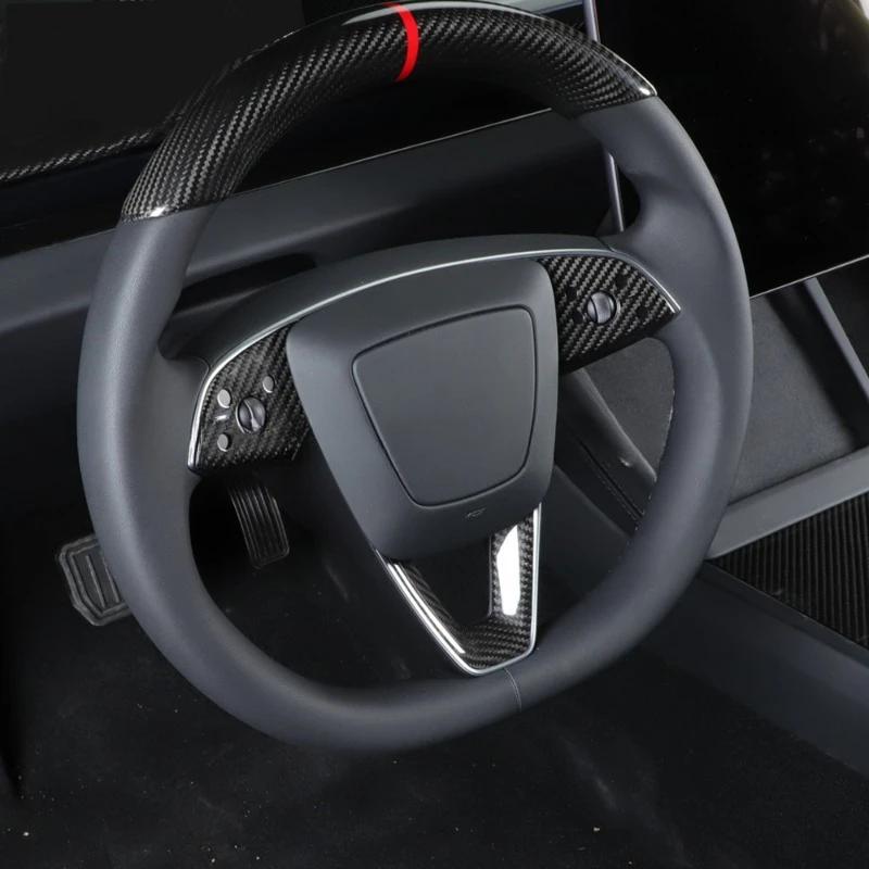 For Tesla New Model 3 Highland 2024-24 Accessories Steering Wheel Cover Real Dry Carbon Fiber 3K240G Steering Wheel Shell Decor