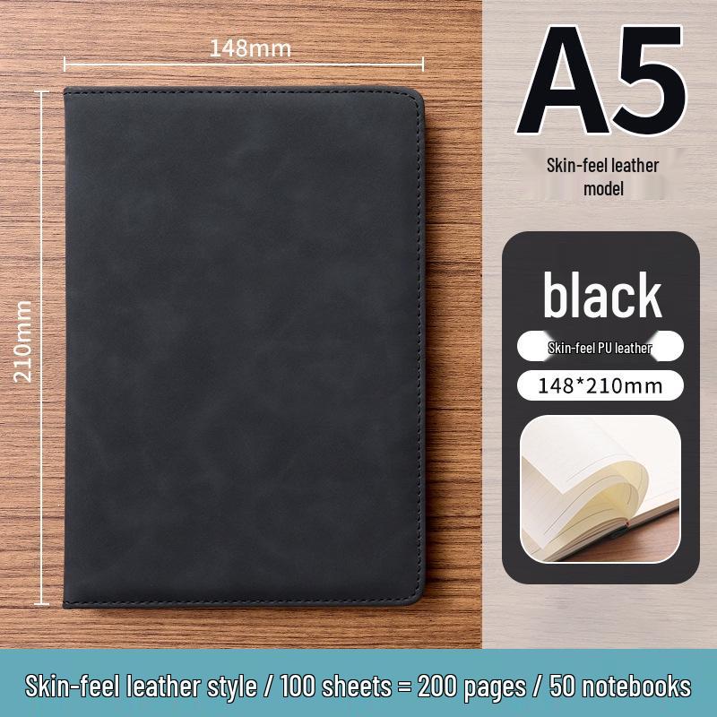 A5 Soft Leather Suede Notebook with Custom Logo - Simple B5 Business Meeting Journal, Large Thick Diary