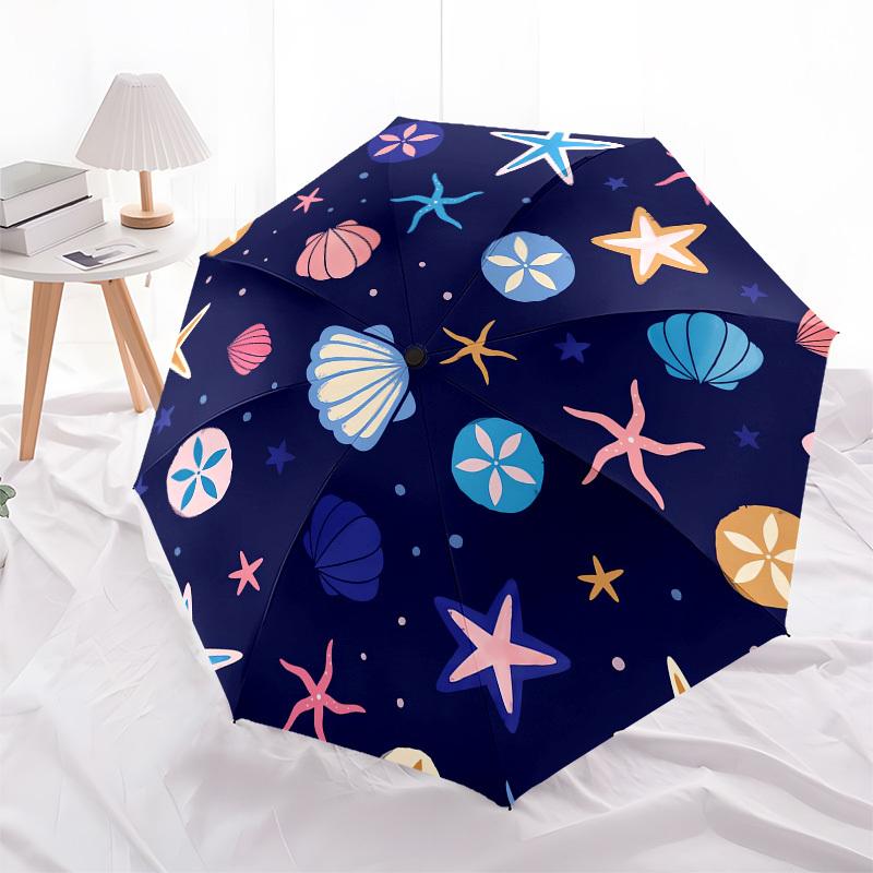 

1pc Oceanic Seashell Pattern Umbrella with Plastic Handle,Compact & Stylish,Cartoon Pattern,Outdoor UmbrellaPT419