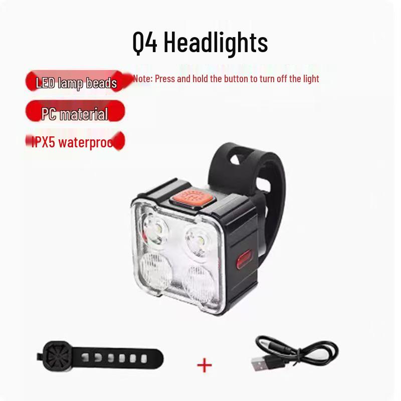 LED Mountain Bike Headlight & Taillight Set for Night Riding - Outdoor Cycling Safety Lights