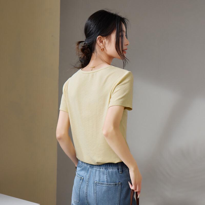 SOFSIL Women's U-Neck Solid Short Sleeve T-Shirt