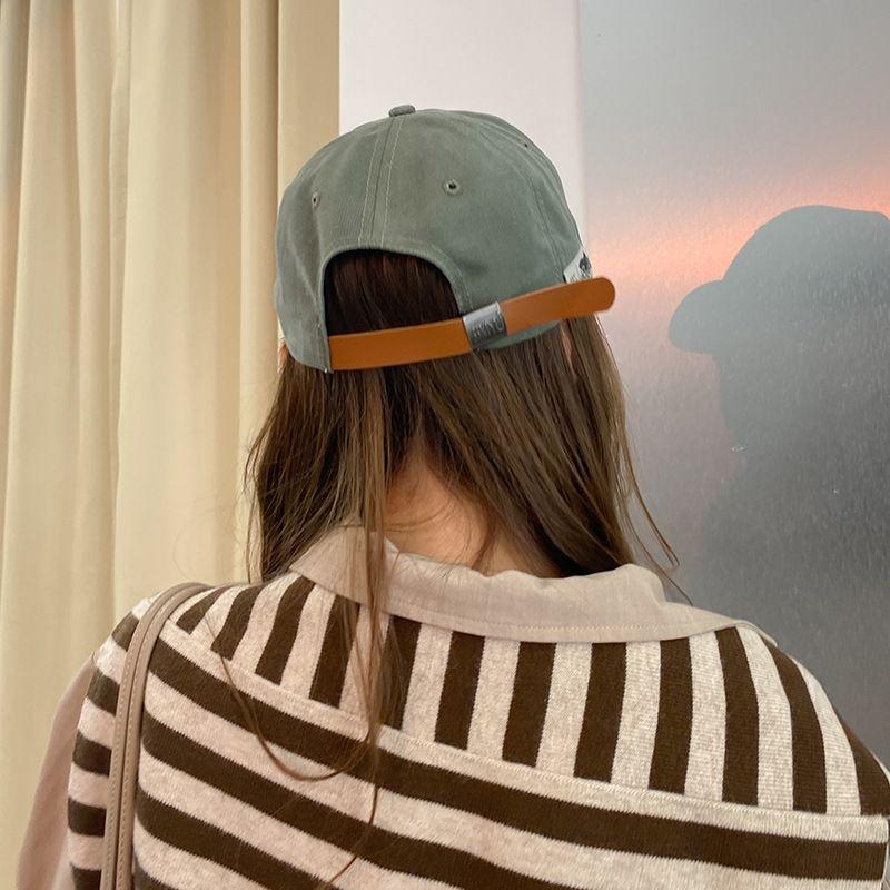 Hat Female Japanese-Style Retro Side Patch Pure Color Baseball Cap Minimalist Casual Spring and Summer Sun Hat Soft Peaked Cap Men