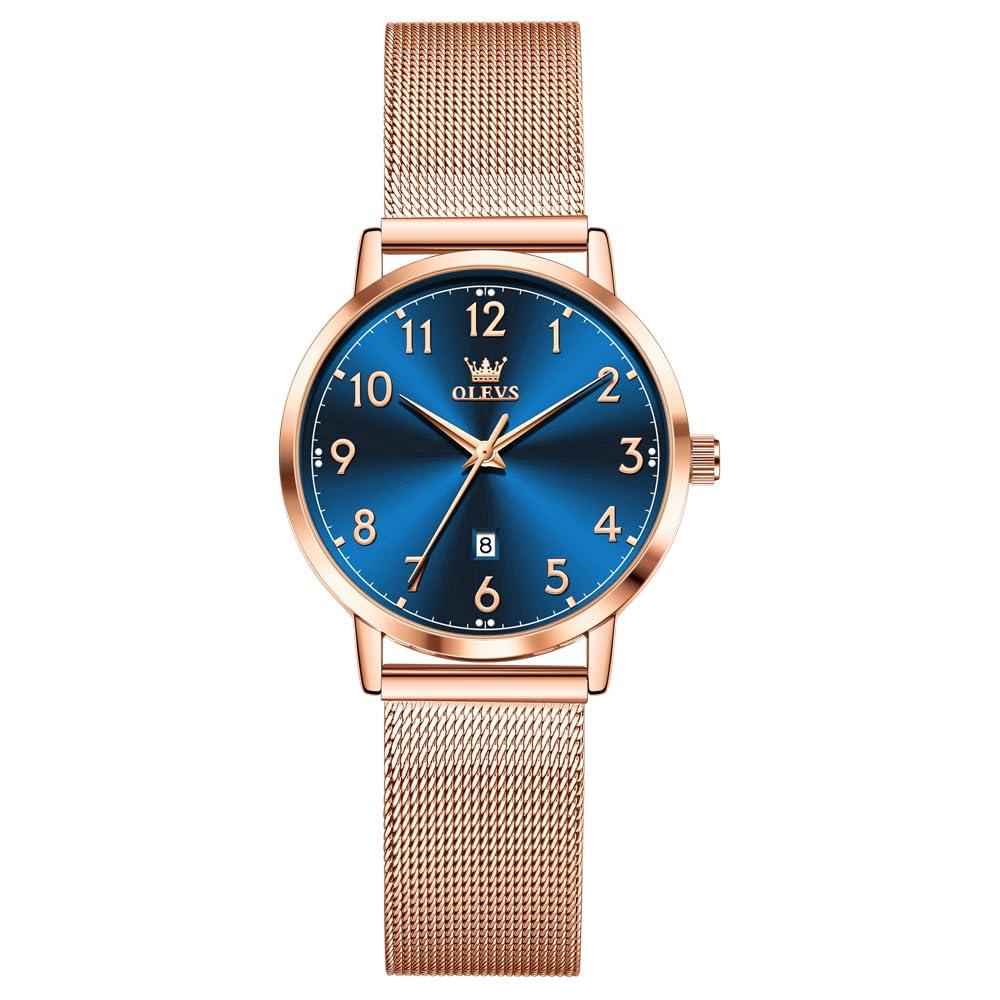 OLEVS Women's Watch Fashion Analog Watch Simple Dial Waterproof Milanese Mesh Band