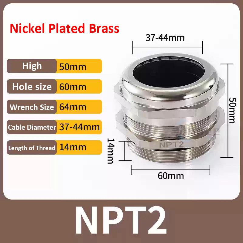 Waterproof Cable Gland IP68 Nickel Plated Brass 1/4" 3/8"1/2" 3/4" 1" 2" 3" BSPP/NPT Male Thraed For 3-6.5mm 4-8mm Cable Joint