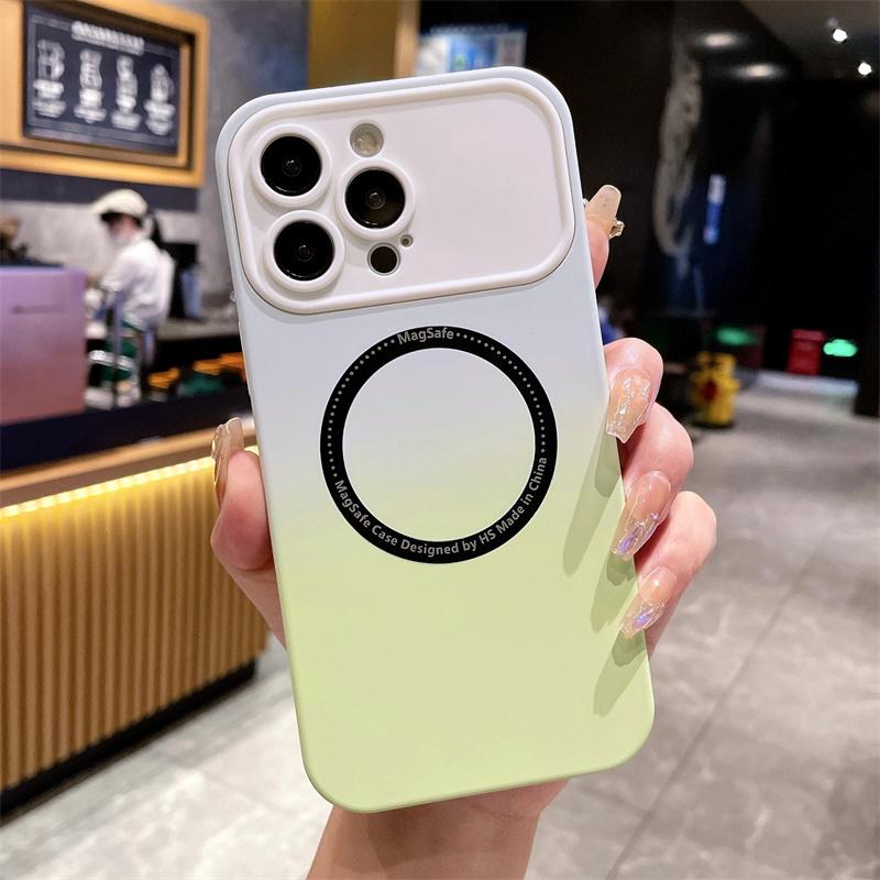 Luxury Gradient Large Window Magnetic Phone Case For iPhone 14 13 12 11 Pro Max Shockproof Cover For iPhone 14 13 12 11