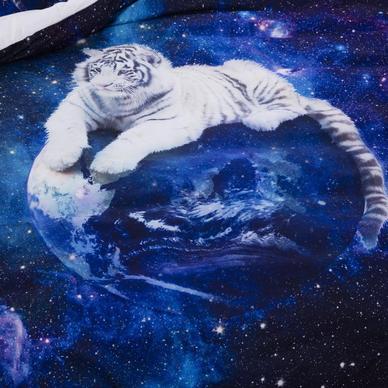Bedclothes Galaxy Tiger Bed Sets Bedding Western Animal Bedding Set For Girls Boys Blue Duvet Cover Set Starry Sky