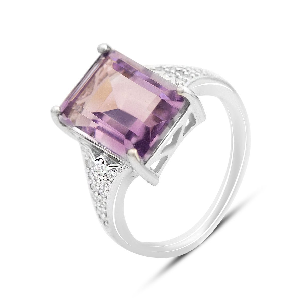 

Срібна каблучка з натуральним аметистом 7.193ct, вага виробу 5,2 гр (2163091) 18.5 аметист