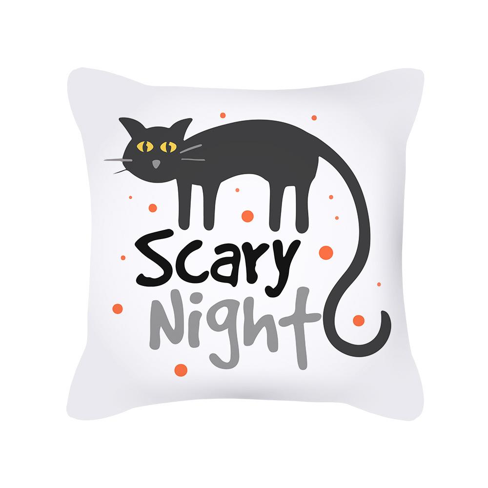 Nordic Black and White Halloween Cushion Letters Ghost Peach Skin Cushion Cartoon Home Cushion Cover