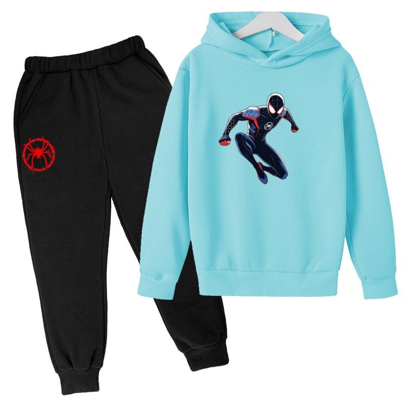 Roupas Infantis Inverno Primavera Moletons com Capuz Masculinos para Meninos (3-13 Anos)Conjuntos Esportivos de Anime Roupas Infantis Blusas+Calças