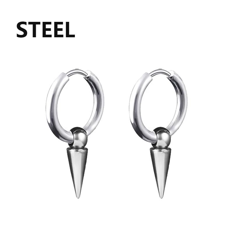 2PCStainless Steel Punk Men's Hoop Earrings For Women Hip Hop Totem Earring For Men Earrings Gothic Ear Stud Jewelry Party Gift
