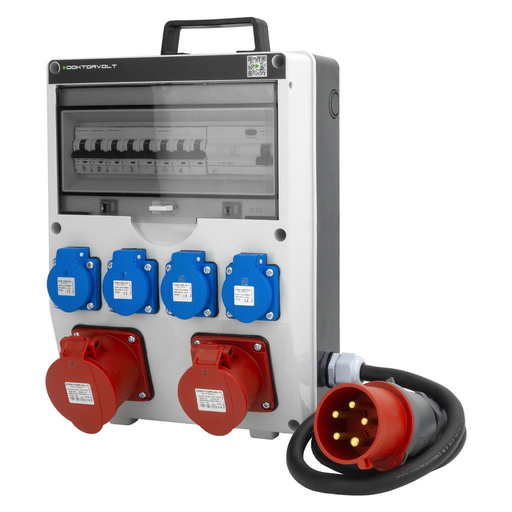 Building Distribution Board with Cable and Plug 16A 32A 4X230V Protection