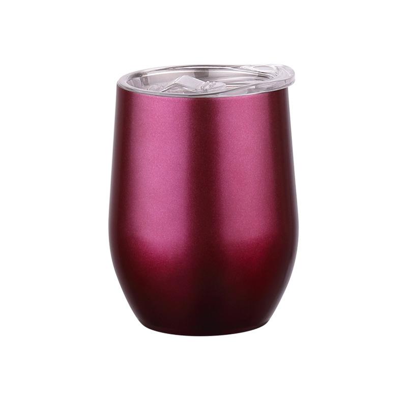 304 Stainless Steel Double-Layer Vacuum Insulated 12oz Egg-Shaped Cup, Portable U-Shaped Design with Heat Sublimation Spray.