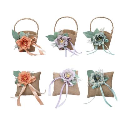 Handlicher Aufbewahrungskorb Leinen Blumenkorb mit Griffen Handgeflochtene Körbe Vielseitige Dekorationen Handgemachtes Geschenk