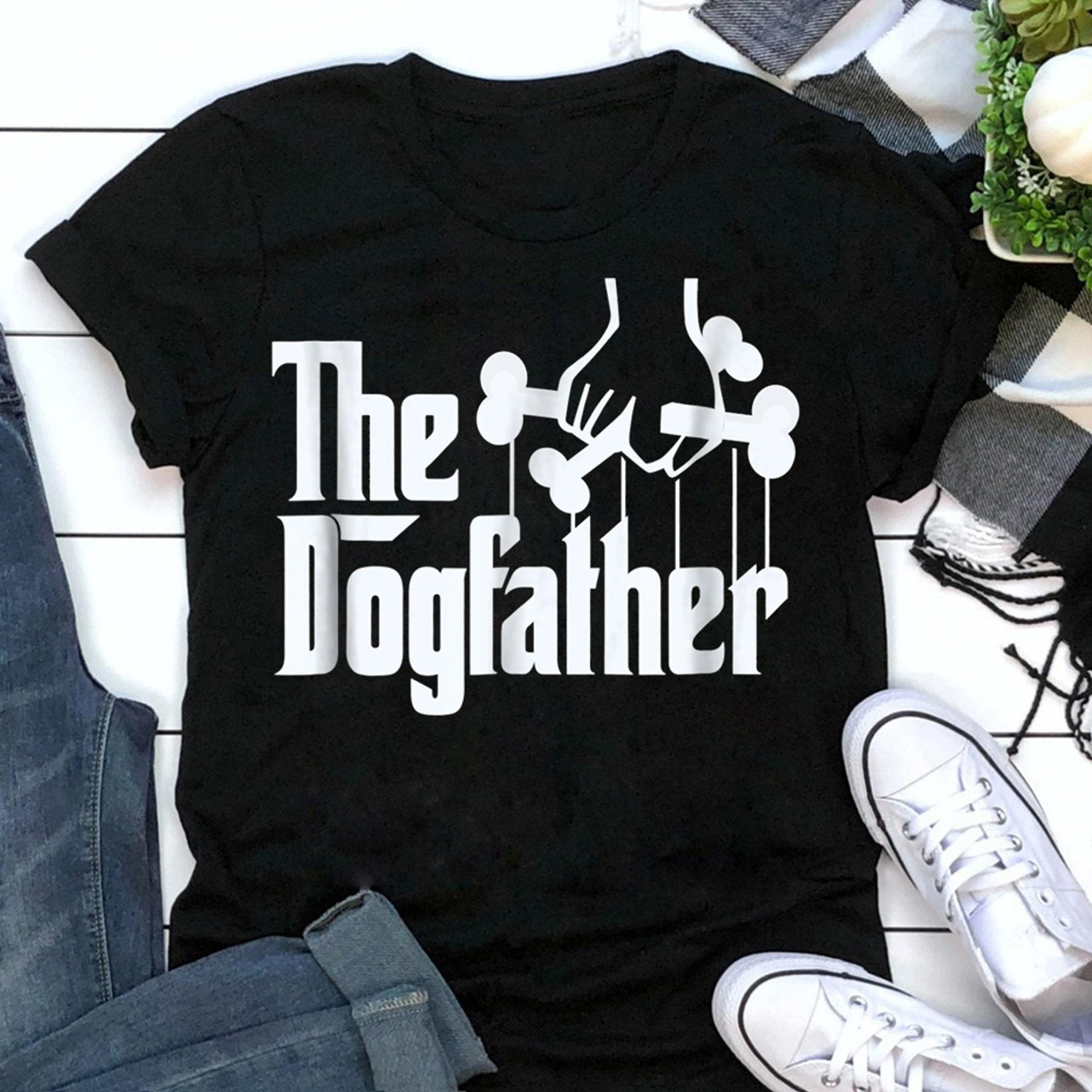 The Dogfather Shirt Dog Dad Fathers Day Cotton Men T Shirts Short Sleeves Tops S чёрный