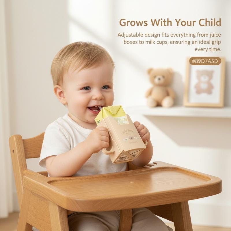 Easy-Use Juice Pouch Box with Adjustable Baby Cup Holder and Anti-Squeeze Tray