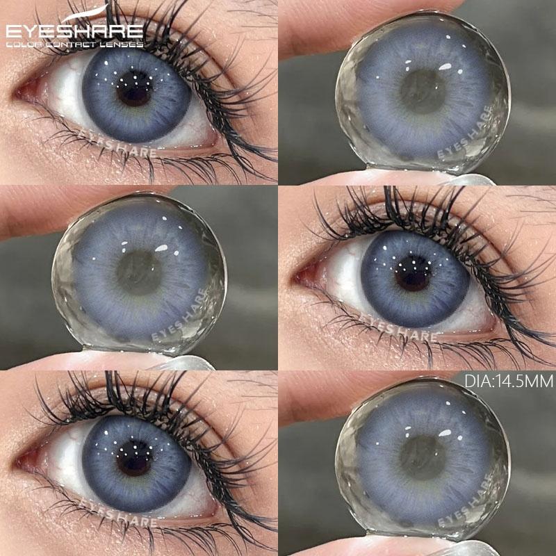 1 Pair Colored Contact Lenses for Eyes Black Big Lens Gray Pupils Lenses Brown Lenses Fashion Eye Contacts Yearly