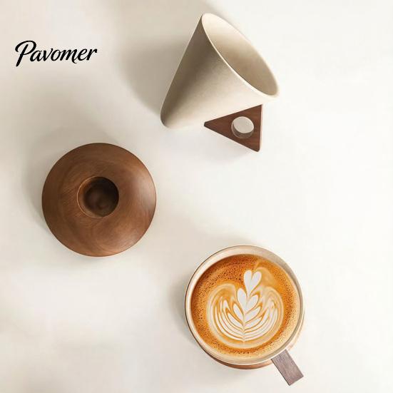 Artistic Frosted Texture Mug Creative Cone Coffee Cup Set with Ergonomic Handle Solid Wood Coaster High-Temperature Office Home 250ml Ceramic Tapered