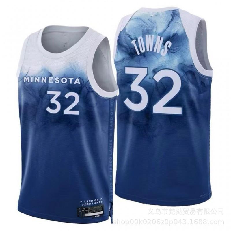Męska Koszulka do Koszykówki Minnesota Timberwolves Edwards 5 Towns 32 Wiggins 1 Dekolt V Bez Rękawów Bawełniana Koszulka Sportowa