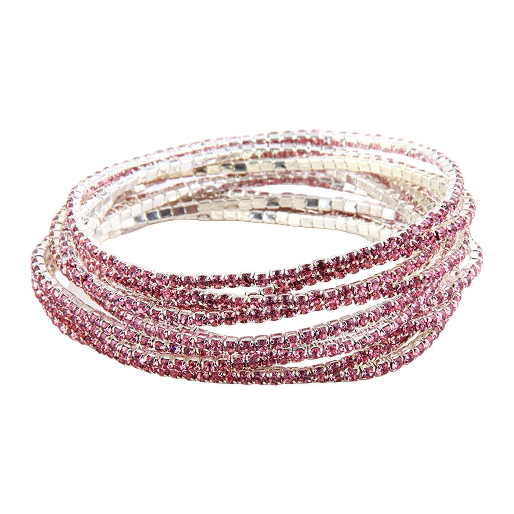 Fashionable Colorful Gemstones Bracelet Crystal Beaded Wristchain Elastic Rhinestones Handchain Accessory for Party