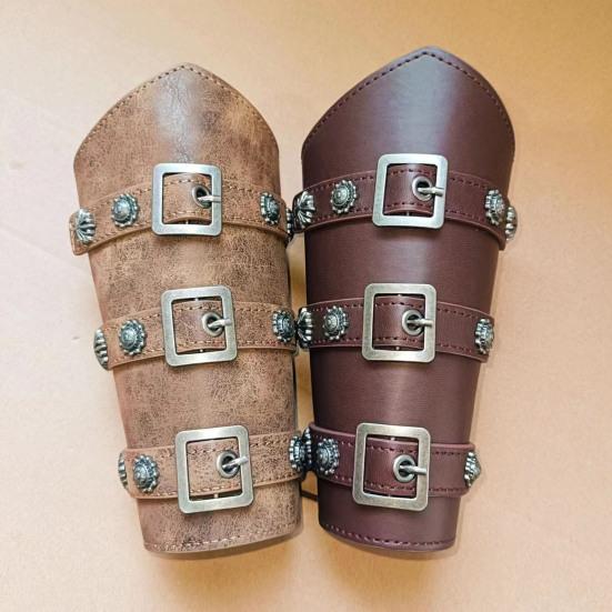Arm Bracelet Vintage Adjustable Wide Application Hand-cutting Eye-catching Decorate Men Women Faux Leather Arm Guard Festival Costume