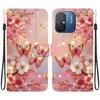 Handmade PU Leather Flip Case for Redmi 12C/Redmi 11A Anti-Slip Shockproof Cover with Wrist Strap & Heart/Rose Cat Designs