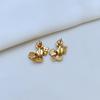 18K Gold Plated Pearl Four-Leaf Clover Stud Earrings with S925 Silver Needle.