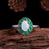 Gorgeous 925 Sterling Silver Flower Design Ring Natural Opal Emerald Real Gemstones Fine Jewelry for Women's Anniversary Gifts