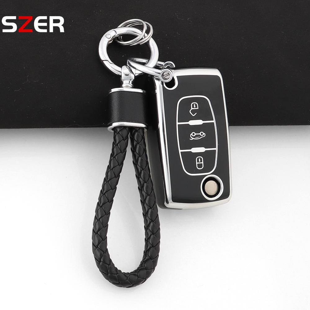 For Citroen C2 C3 C4 C5 C6 Xsara Berlingo For Peugeot 207 307 308 407 607 807 Fashion Tpu Car Key Case Cover Keychain Fob Shell