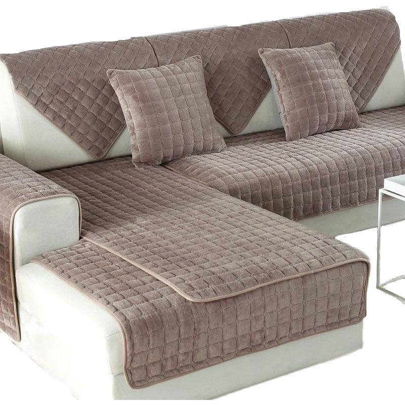 Thickened Plush Non-Slip Sofa Cushion & Flannel Throw Blanket - Autumn/Winter