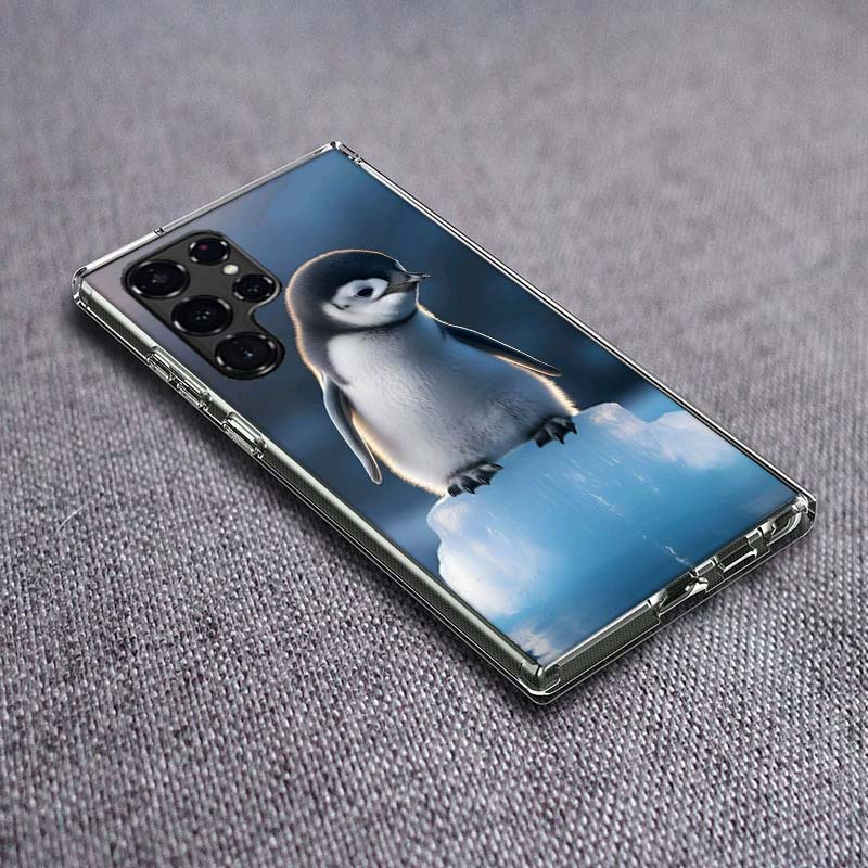 Penguin Baby Healing Phone Case For Samsung Galaxy S24 S23 S21 S20 FE S22 S26 Ultra S25 Edge S10 Plus Cover Clear TPU Capa Shell