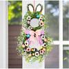 25 Inch Easter Bunny Wreaths for Front Door Decoration,Easter Door Wreath with Pastel Eggs Artificial Floral Decorations for Home Indoor Outdoor