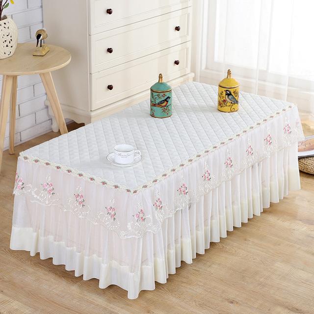 

Тюлевая скатерть с цветочным принтом, прямоугольная кружевная белая скатерть, чайная скатерть, свадебная вечеринка, ужин, большой подол, покрытие стола, декор комнаты 50x100x40cm 1pcs
